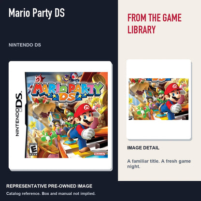 Representative pre-owned Mario Party DS (Nintendo DS), editorial image and detail.