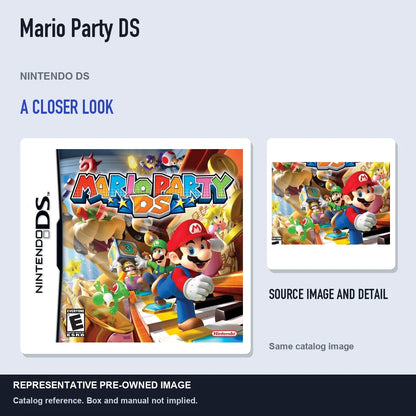 Representative pre-owned Mario Party DS (Nintendo DS), full image with detail inset.