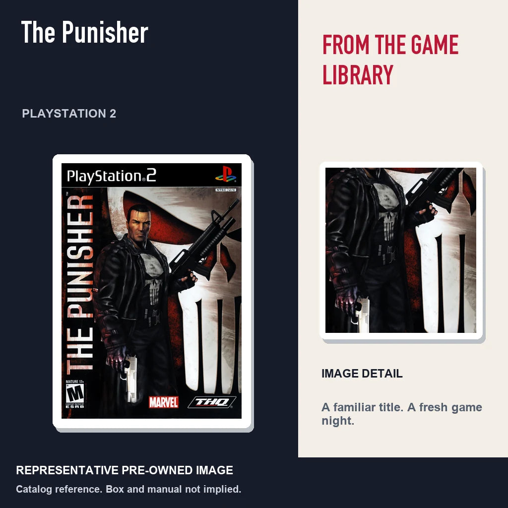 Representative pre-owned The Punisher (PlayStation 2), editorial image and detail.