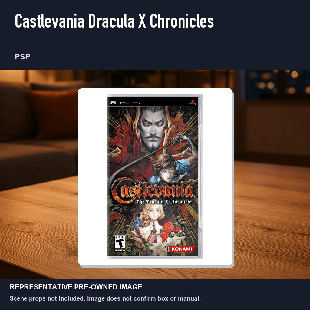 Representative pre-owned Castlevania Dracula X Chronicles (PSP), product image in a styled room scene.