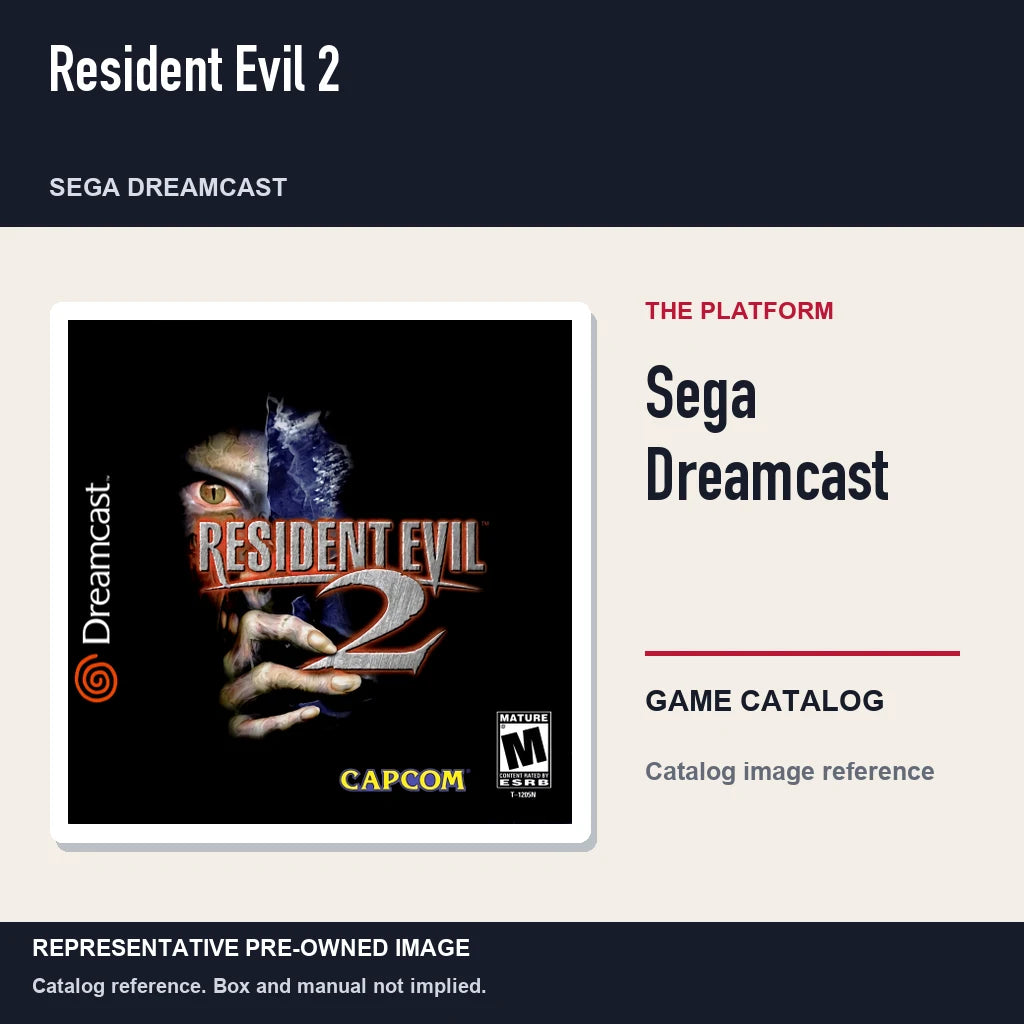Representative pre-owned Resident Evil 2 (Sega Dreamcast), platform product layout.