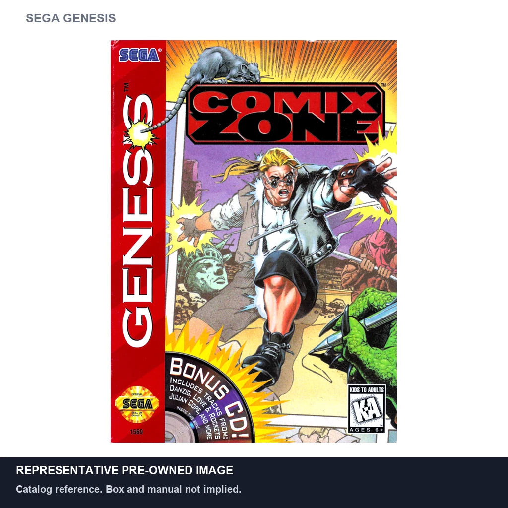Representative pre-owned Comix Zone (Sega Genesis), white product reference.