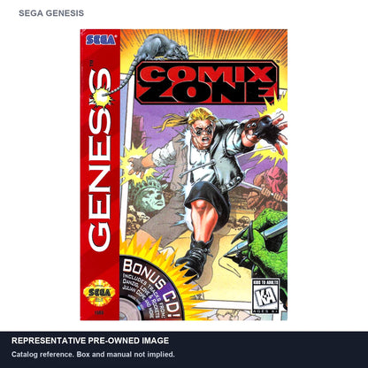 Representative pre-owned Comix Zone (Sega Genesis), white product reference.