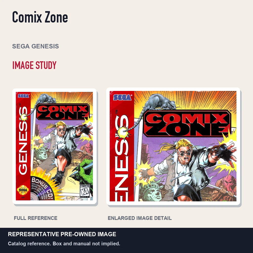Representative pre-owned Comix Zone (Sega Genesis), full image and detail.