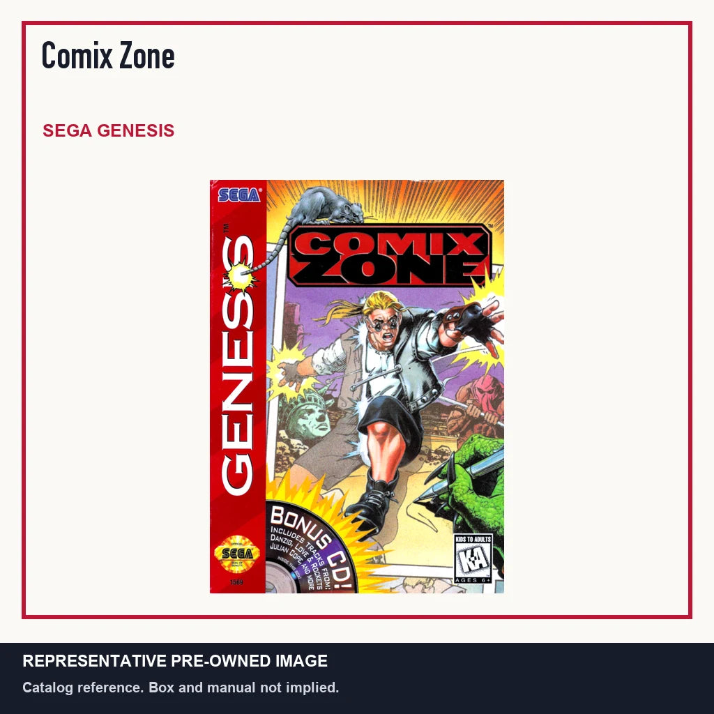 Representative pre-owned Comix Zone (Sega Genesis), minimal product layout.