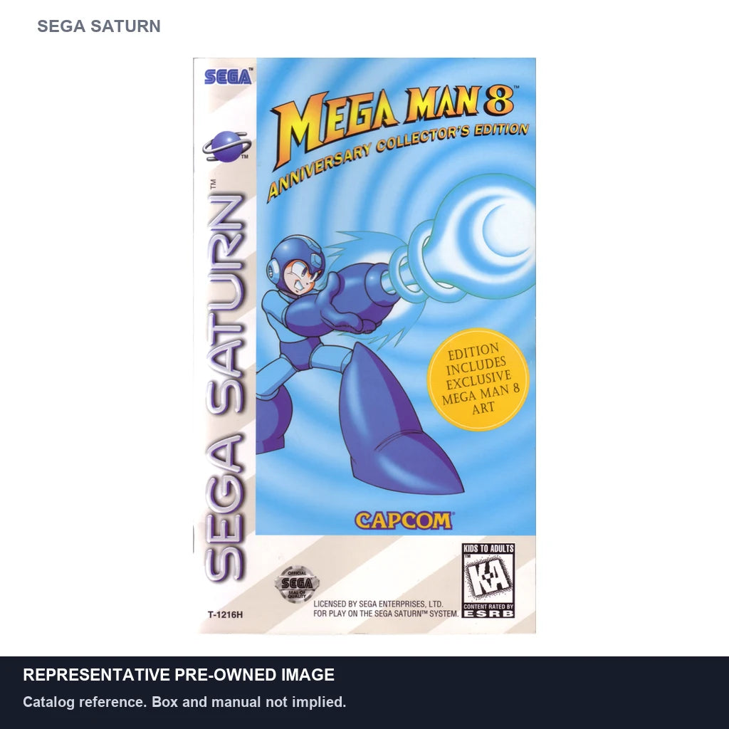 Representative pre-owned Mega Man 8 (Sega Saturn), white product reference.