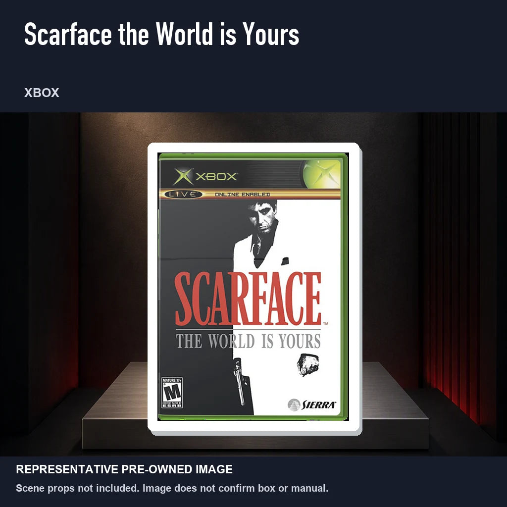 Representative pre-owned Scarface the World is Yours (Xbox), product image on a display panel.