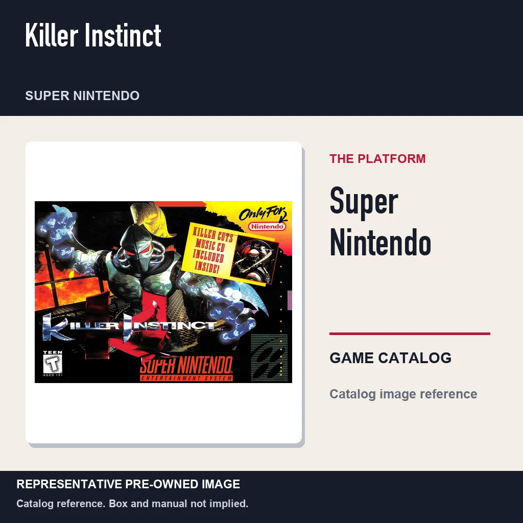 Representative pre-owned Killer Instinct (Super Nintendo), platform product layout.