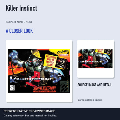 Representative pre-owned Killer Instinct (Super Nintendo), full image with detail inset.