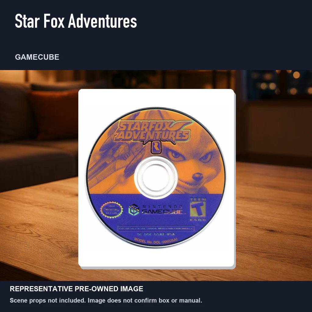 Representative pre-owned Star Fox Adventures (GameCube), product image in a styled room scene.