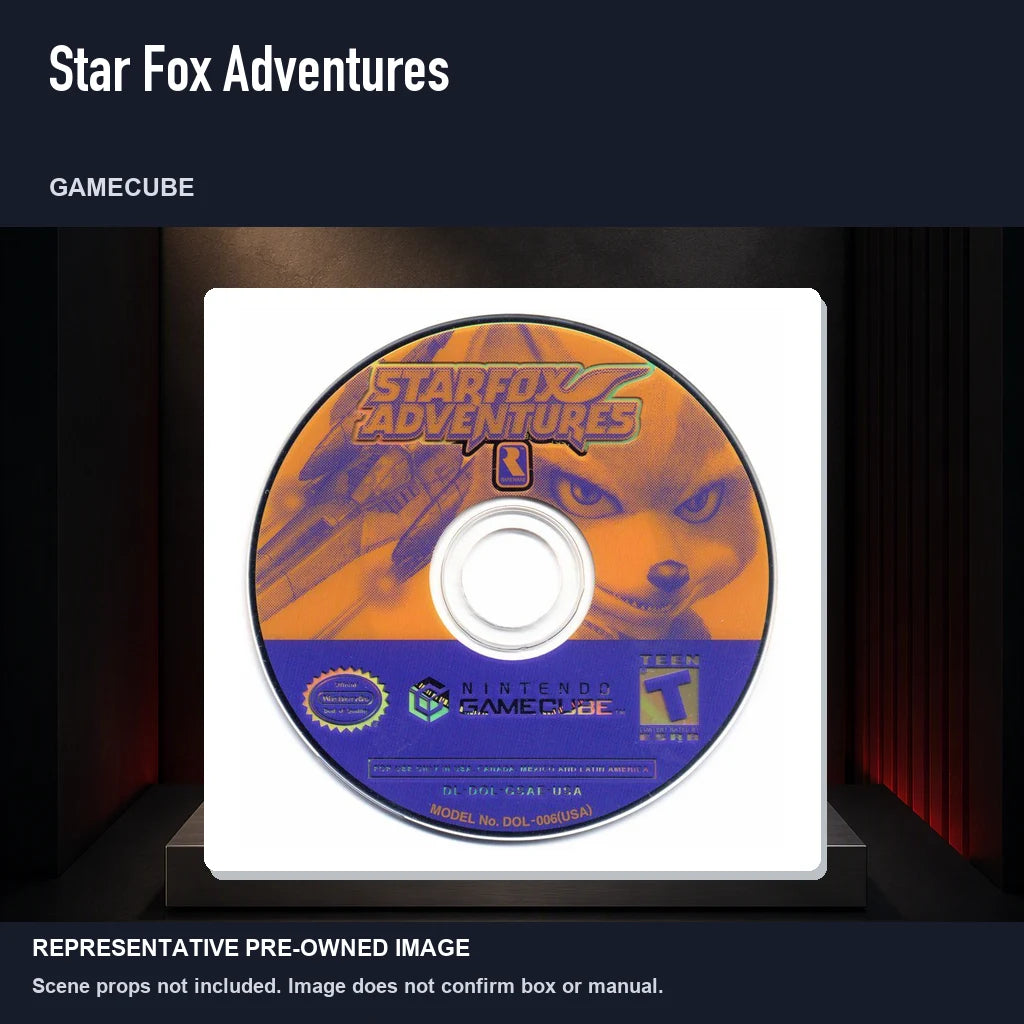 Representative pre-owned Star Fox Adventures (GameCube), product image on a display panel.