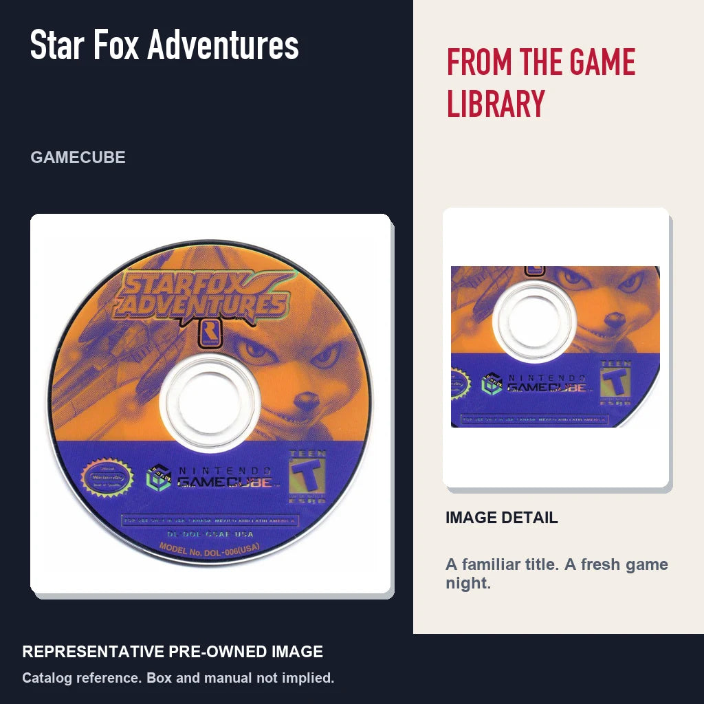 Representative pre-owned Star Fox Adventures (GameCube), editorial image and detail.