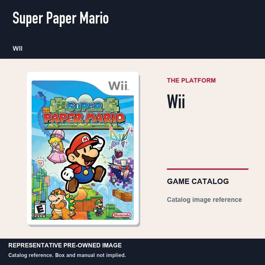 Representative pre-owned Super Paper Mario (Wii), platform product layout.