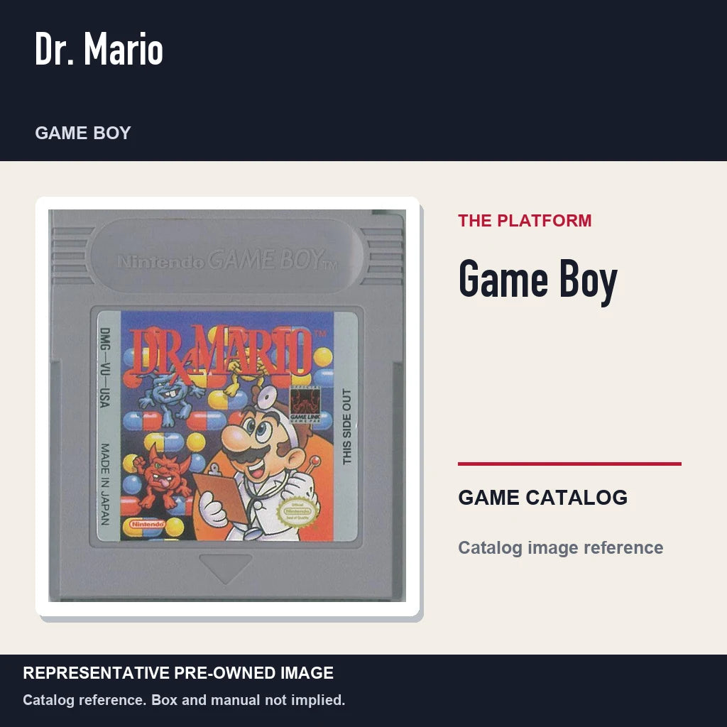 Representative pre-owned Dr. Mario (Game Boy), platform product layout.
