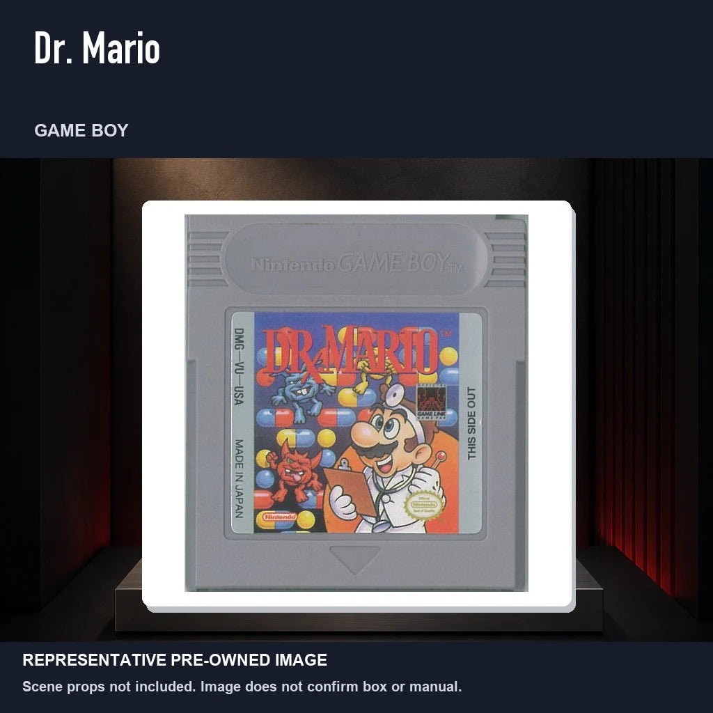 Representative pre-owned Dr. Mario (Game Boy), product image on a display panel.