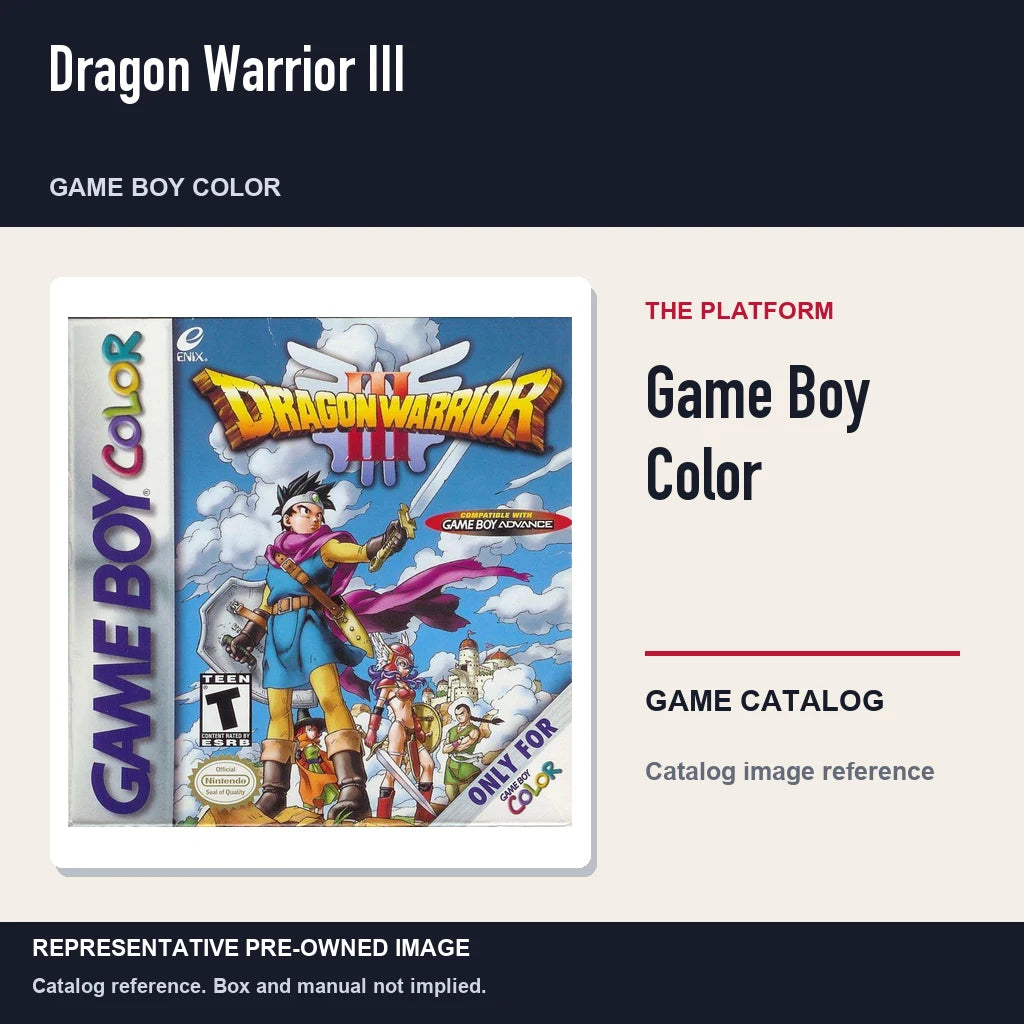 Representative pre-owned Dragon Warrior III (Game Boy Color), platform product layout.