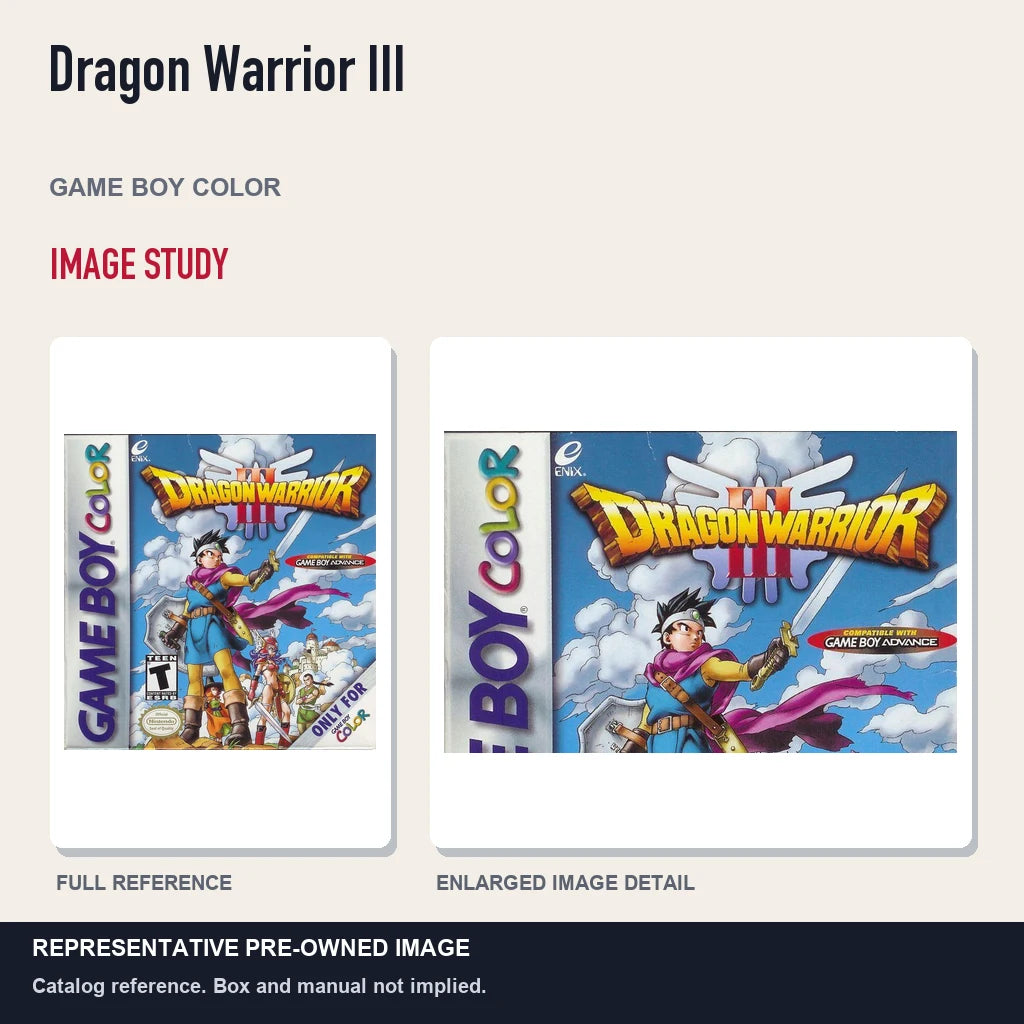 Representative pre-owned Dragon Warrior III (Game Boy Color), full image and detail.