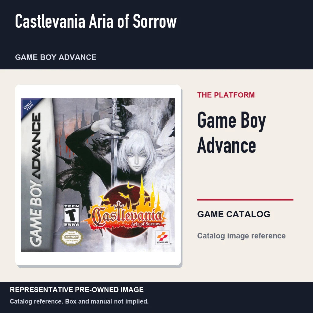 Representative pre-owned Castlevania Aria of Sorrow (Game Boy Advance), platform product layout.