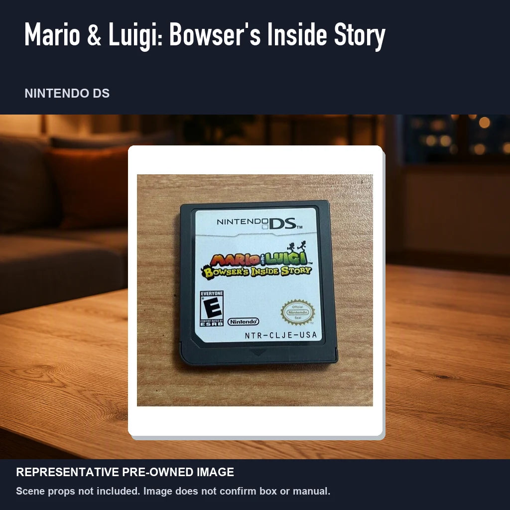 Representative pre-owned Mario & Luigi: Bowser's Inside Story (Nintendo DS), product image in a styled room scene.