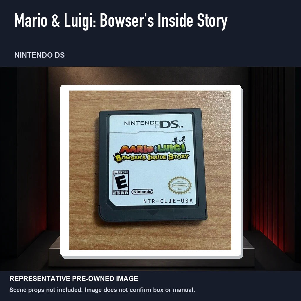 Representative pre-owned Mario & Luigi: Bowser's Inside Story (Nintendo DS), product image on a display panel.