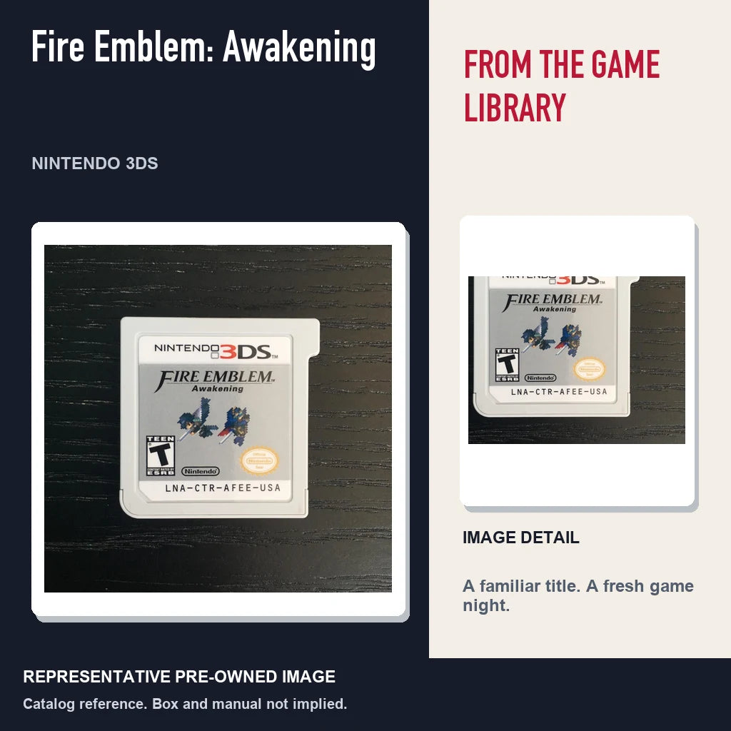 Representative pre-owned Fire Emblem: Awakening (Nintendo 3DS), editorial image and detail.