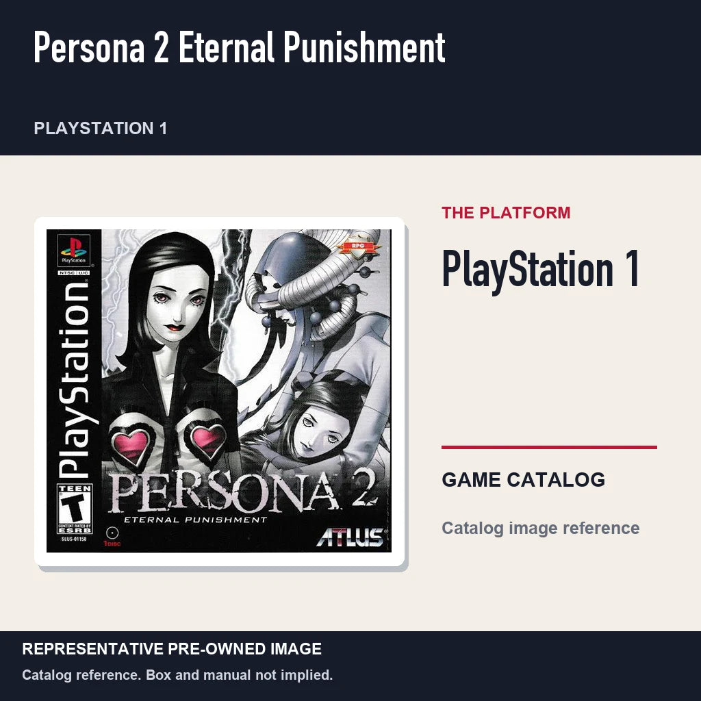 Representative pre-owned Persona 2 Eternal Punishment (PlayStation 1), platform product layout.