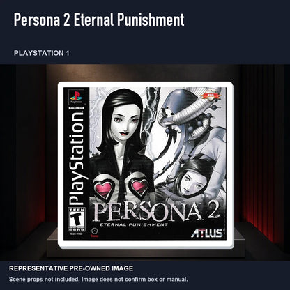 Representative pre-owned Persona 2 Eternal Punishment (PlayStation 1), product image on a display panel.