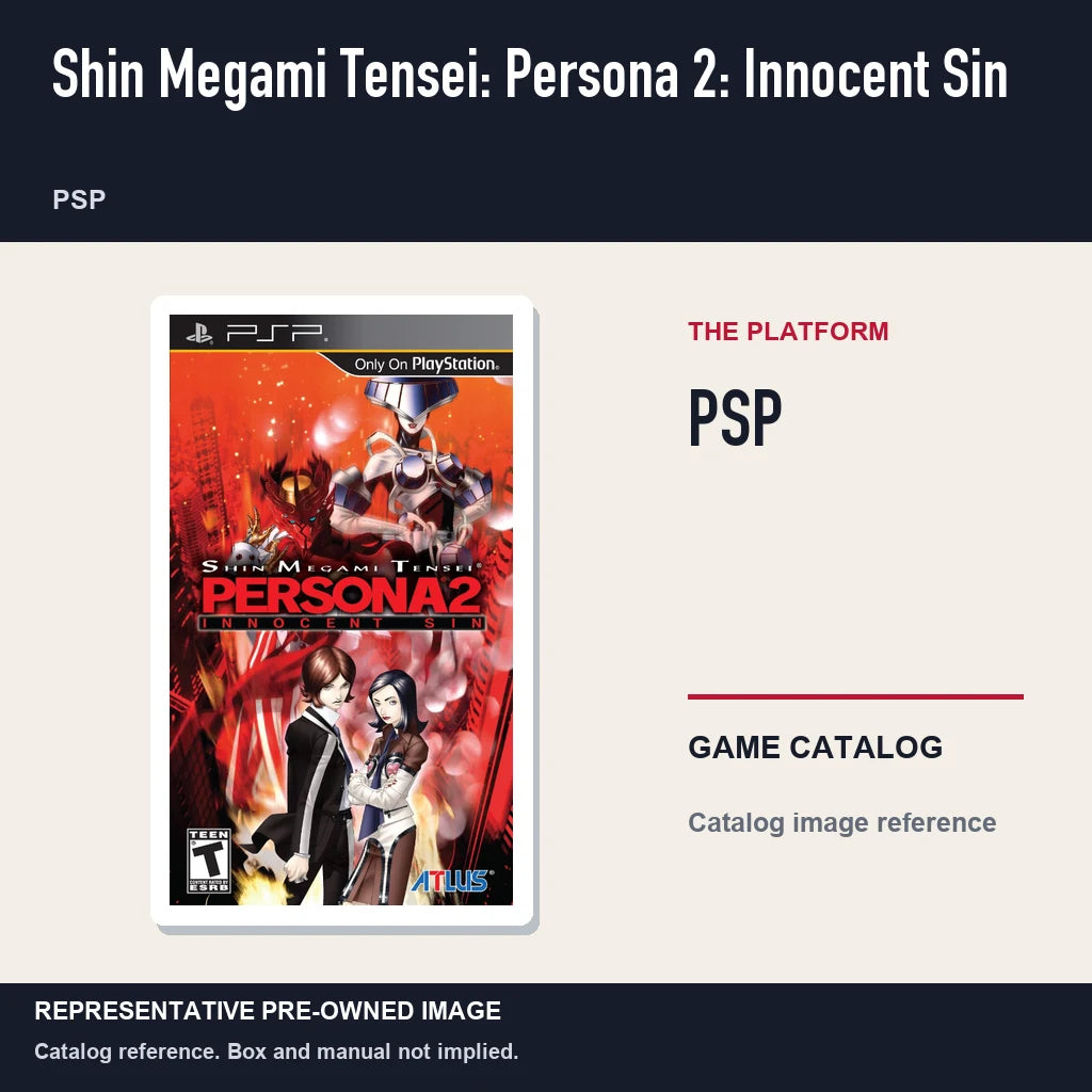 Representative pre-owned Shin Megami Tensei: Persona 2: Innocent Sin (PSP), platform product layout.