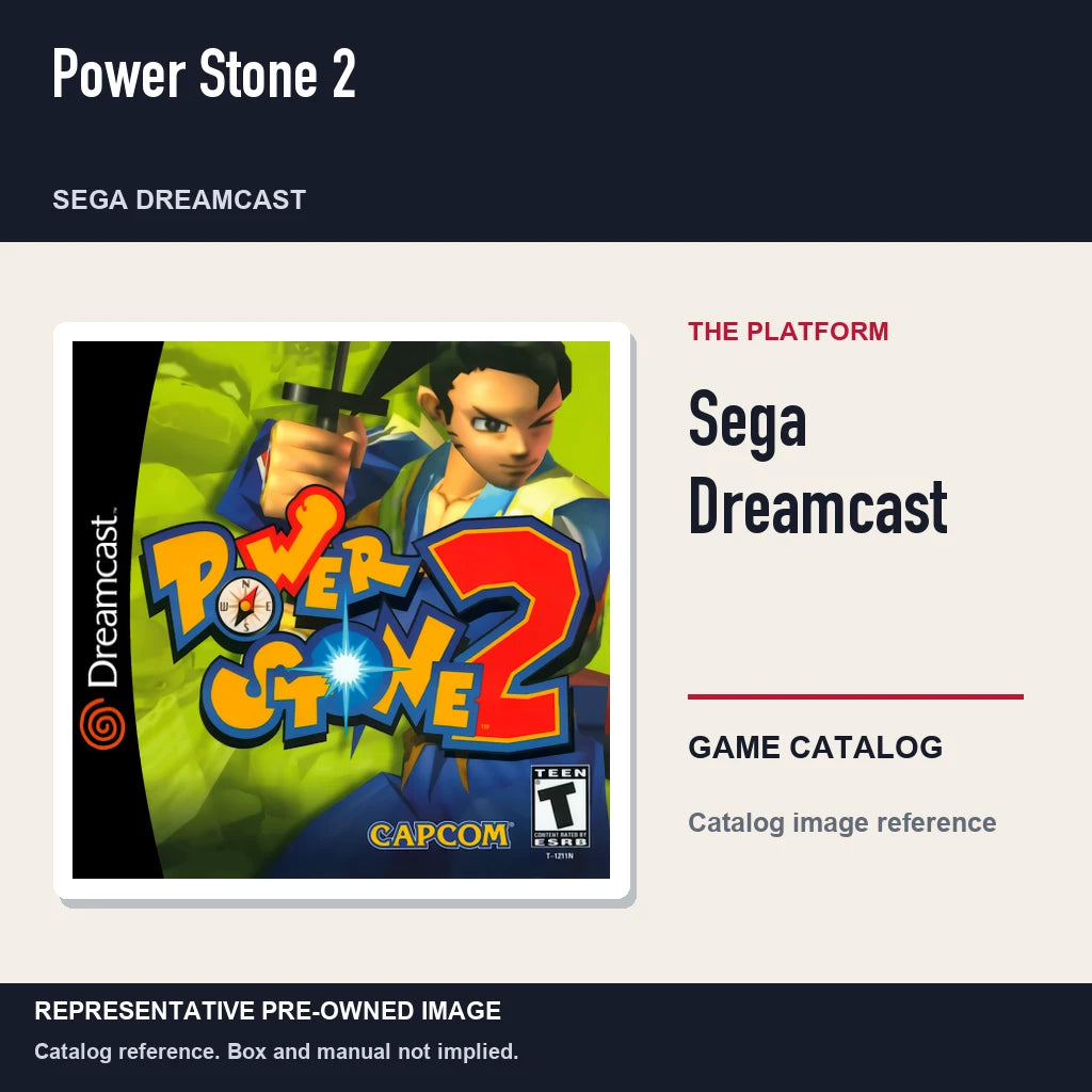 Representative pre-owned Power Stone 2 (Sega Dreamcast), platform product layout.