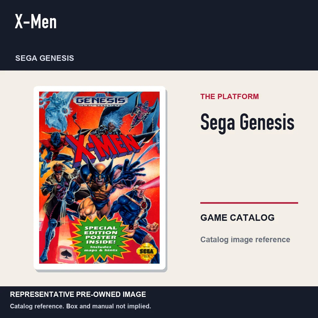 Representative pre-owned X-Men (Sega Genesis), platform product layout.