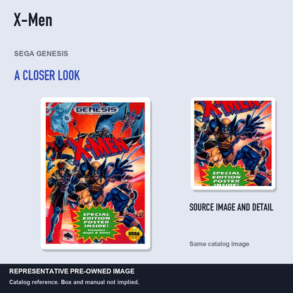 Representative pre-owned X-Men (Sega Genesis), full image with detail inset.