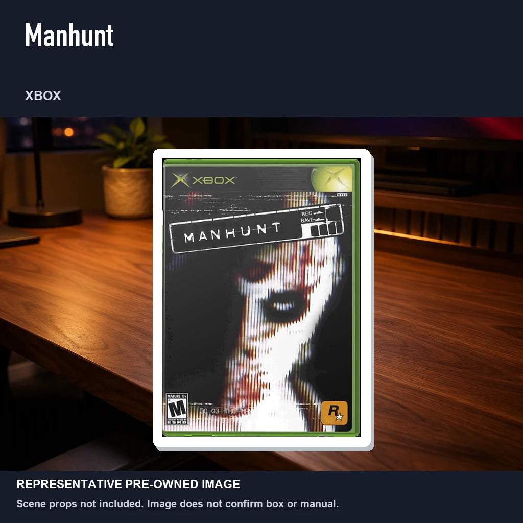 Representative pre-owned Manhunt (Xbox), product image in a styled desk scene.