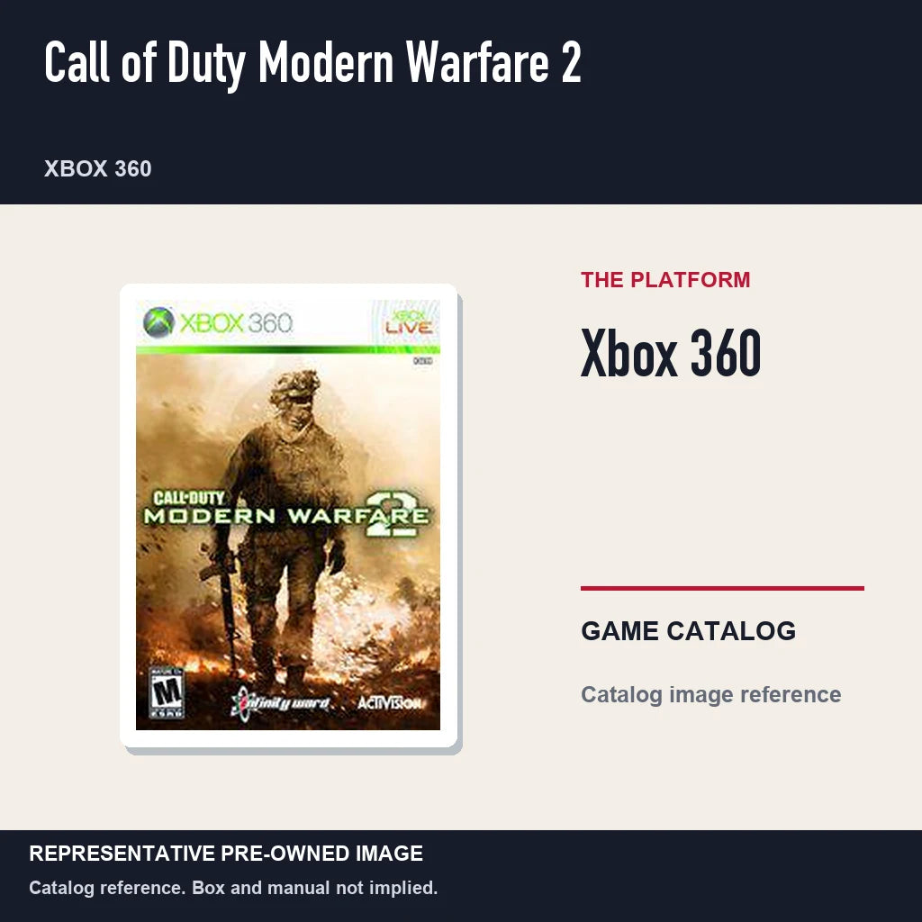 Representative pre-owned Call of Duty Modern Warfare 2 (Xbox 360), platform product layout.