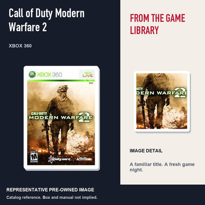 Representative pre-owned Call of Duty Modern Warfare 2 (Xbox 360), editorial image and detail.
