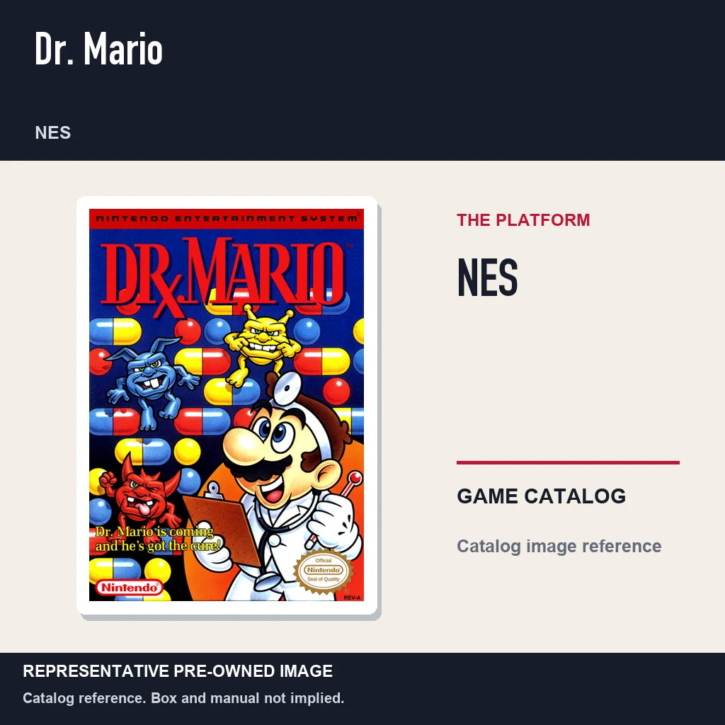 Representative pre-owned Dr. Mario (NES), platform product layout.