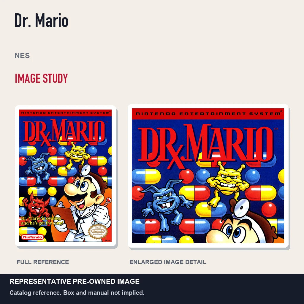 Representative pre-owned Dr. Mario (NES), full image and detail.