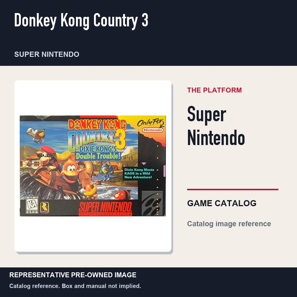 Representative pre-owned Donkey Kong Country 3 (Super Nintendo), platform product layout.
