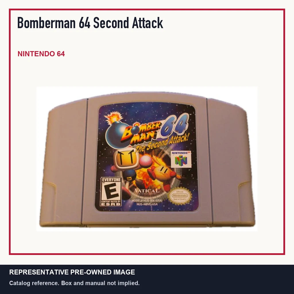 Representative pre-owned Bomberman 64 Second Attack (Nintendo 64), minimal product layout.