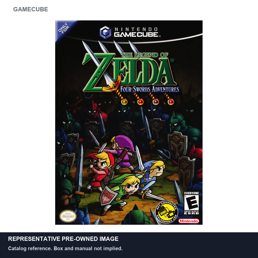 Representative pre-owned Zelda Four Swords Adventures (GameCube), white product reference.