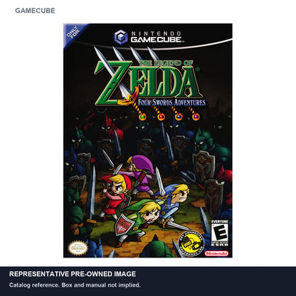 Representative pre-owned Zelda Four Swords Adventures (GameCube), white product reference.