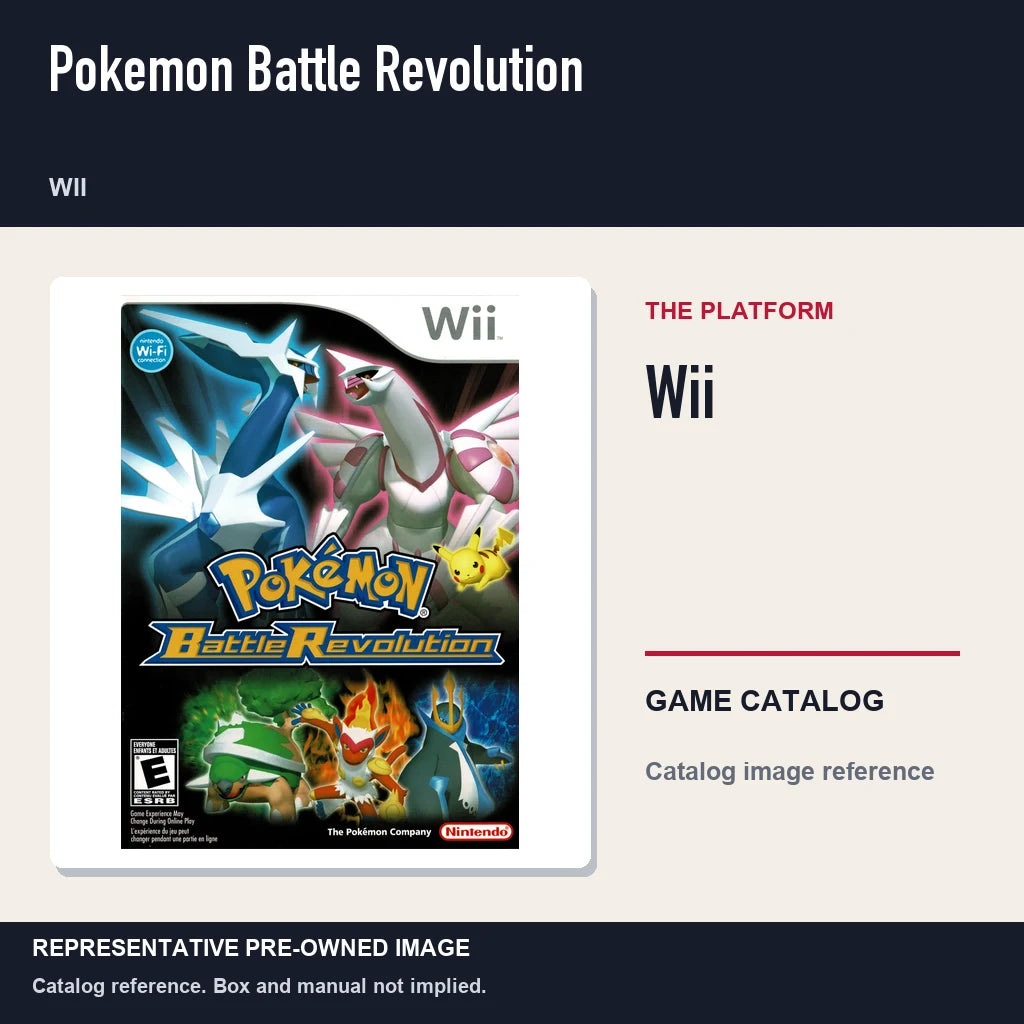 Representative pre-owned Pokemon Battle Revolution (Wii), platform product layout.
