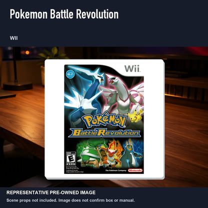 Representative pre-owned Pokemon Battle Revolution (Wii), product image in a styled desk scene.