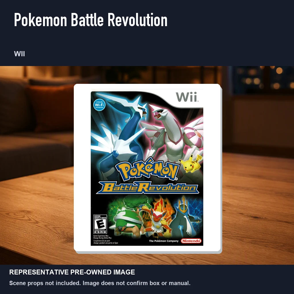 Representative pre-owned Pokemon Battle Revolution (Wii), product image in a styled room scene.