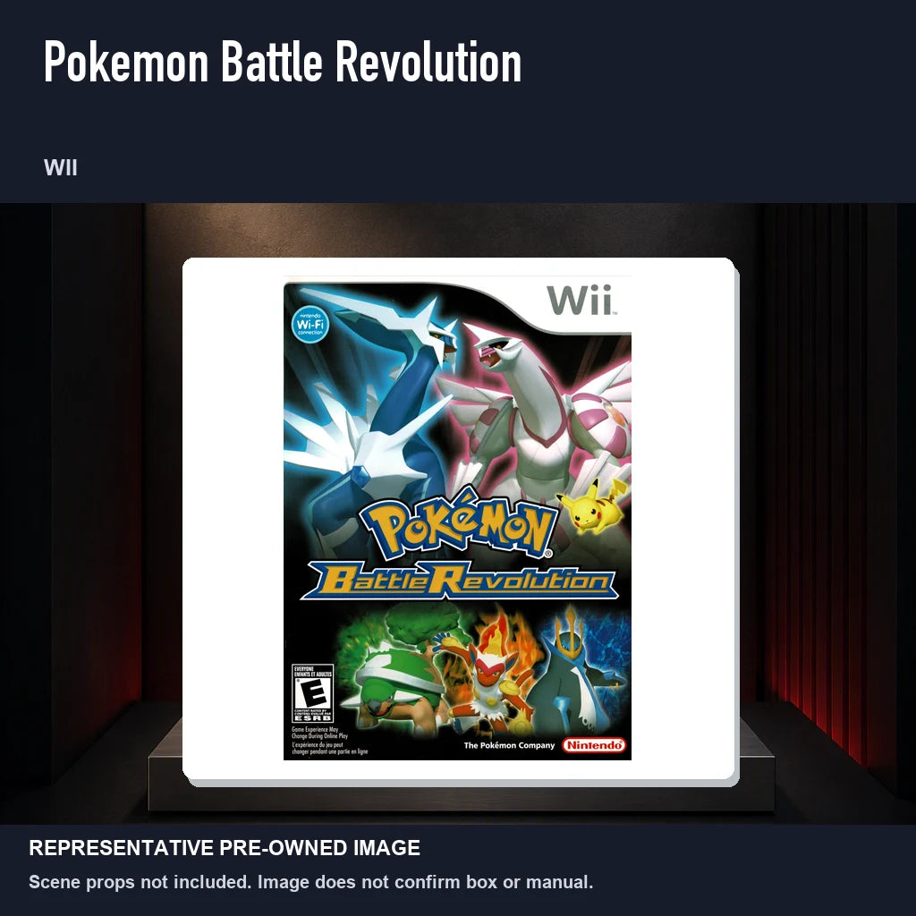 Representative pre-owned Pokemon Battle Revolution (Wii), product image on a display panel.