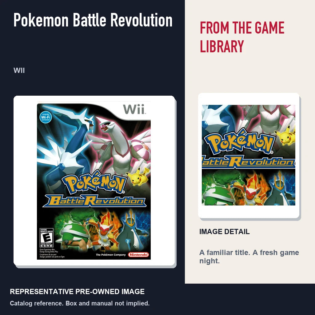 Representative pre-owned Pokemon Battle Revolution (Wii), editorial image and detail.