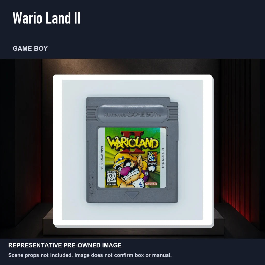Representative pre-owned Wario Land II (Game Boy), product image on a display panel.