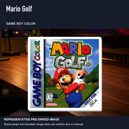 Representative pre-owned Mario Golf (Game Boy Color), product image in a styled desk scene.