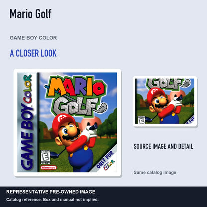 Representative pre-owned Mario Golf (Game Boy Color), full image with detail inset.