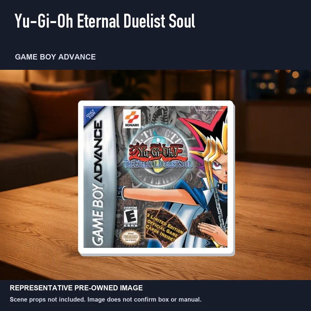 Representative pre-owned Yu-Gi-Oh Eternal Duelist Soul (Game Boy Advance), product image in a styled room scene.