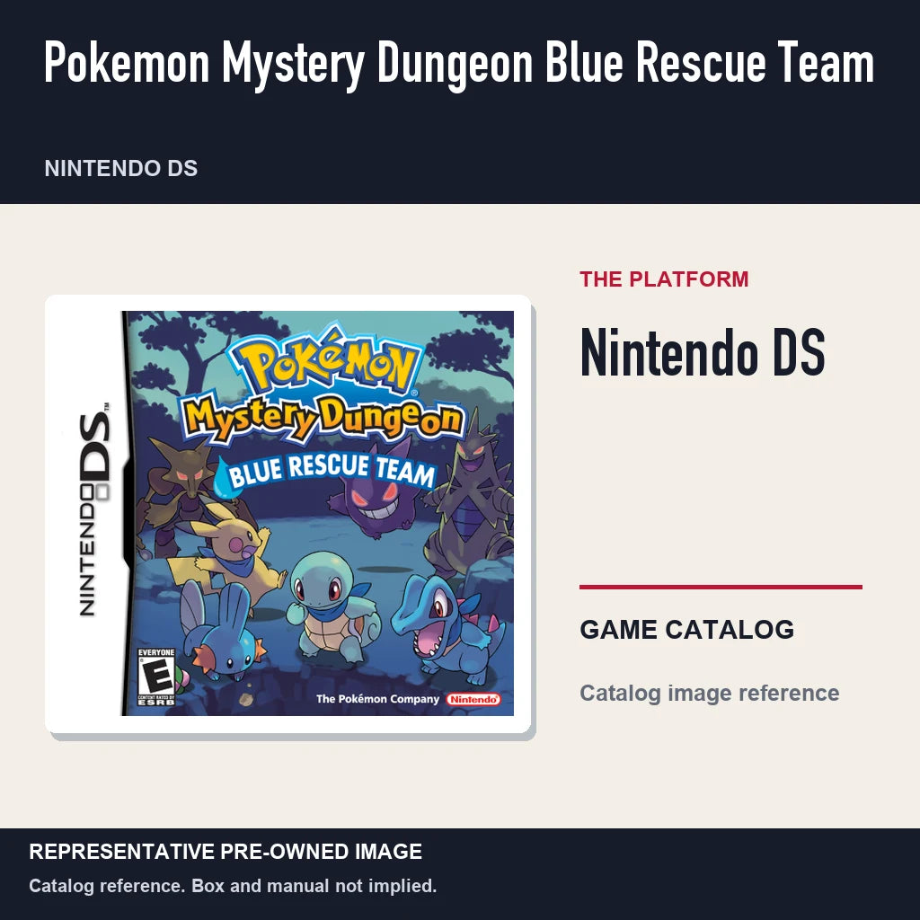 Representative pre-owned Pokemon Mystery Dungeon Blue Rescue Team (Nintendo DS), platform product layout.